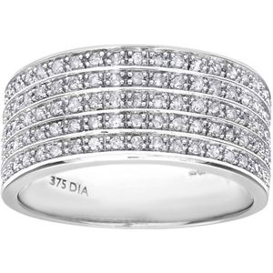 9ct witgouden halve karaat multi-rij diamanten halve eeuwigheidsring