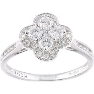 9ct witgoud en 0,66ct diamanten ring