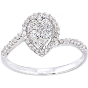 9ct witgouden peervormige cluster 0,42 ct diamanten schouderring