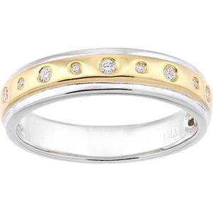 9 ct geel- en witgoud met een eeuwigheidsring van 0,08 ct diamant