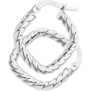 9ct witgouden twist vierkante oorringen