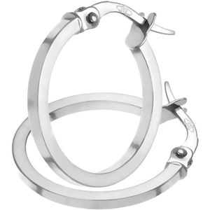 9ct witgouden elegante hoepeloorbellen met vierkante buizen en een diameter van 15 mm