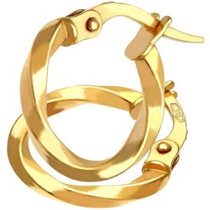 9ct geelgouden kleine gedraaide oorringen met een diameter van 10 mm