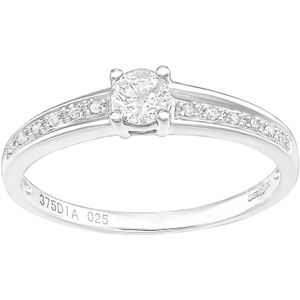 9kt witgouden ring met 0,25 ct diamant