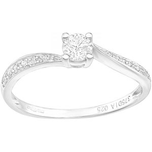 9kt witgouden ring met 0,25 ct diamant