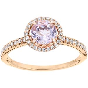 9kt roségouden ring met 0,3 ct diamant en amethist