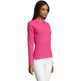 SOLS Dames dames Podium Lange Mouw Pique Katoenen Polo Shirt (Flash Roze)