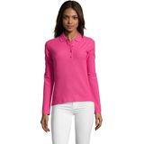 SOLS Dames dames Podium Lange Mouw Pique Katoenen Polo Shirt (Flash Roze)