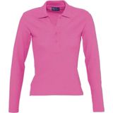 SOLS Dames dames Podium Lange Mouw Pique Katoenen Polo Shirt (Flash Roze)