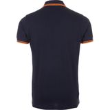 SOLS Heren Pasadena getipt korte mouw Pique Polo Shirt (Franse marine Neon Orange)