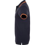 SOLS Heren Pasadena getipt korte mouw Pique Polo Shirt (Franse marine Neon Orange)