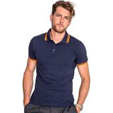 SOLS Heren Pasadena getipt korte mouw Pique Polo Shirt (Franse marine Neon Orange)