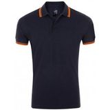 SOLS Heren Pasadena getipt korte mouw Pique Polo Shirt (Franse marine Neon Orange)