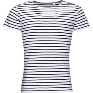 SOLS Heren Miles Gestreept T-Shirt met korte mouwen (Wit Zwaar)