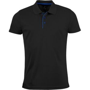 SOLS Heren Performer korte mouw Pique Polo Shirt (Zwart)