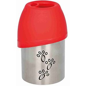 TRIXIE 24605 fles met drinkbak, roestvrij staal/kunststof, 0,3 l, diverse kleuren