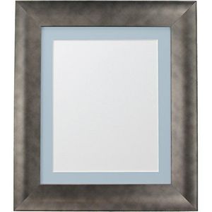 FRAMES BY POST Hygge Fotolijst, Tinnen met Blauwe Mount, 8 x 8 Afbeeldingsgrootte 5 x 5 inch
