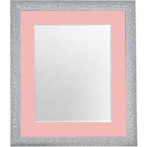 FRAMES BY POST Glitz fotolijst met roze passe-partout, 30,5 x 25,4 cm, zilverkleurig