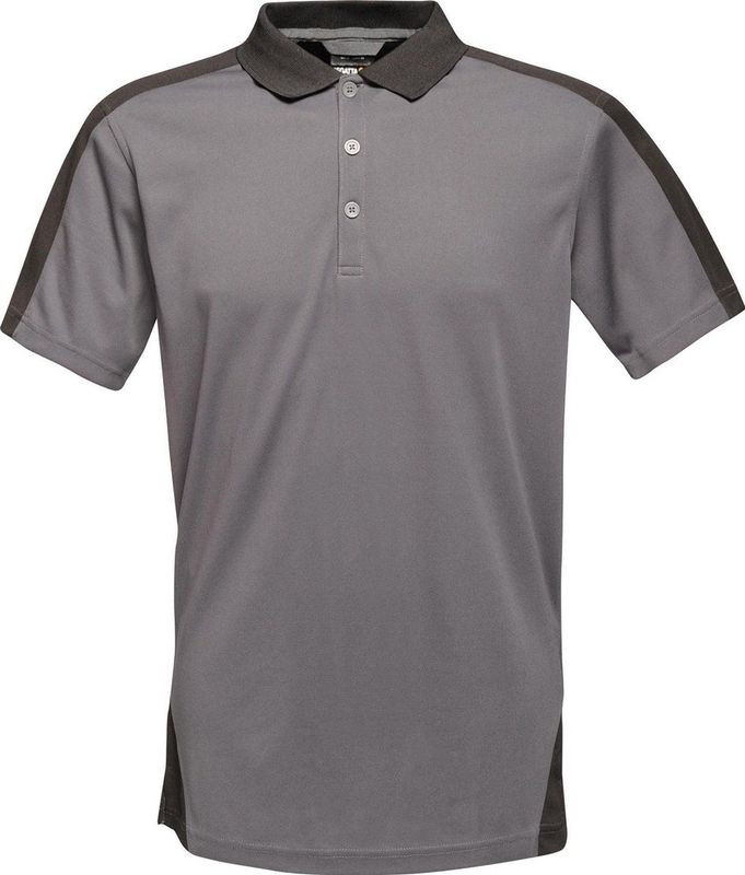 Regatta Contrast Coolweave Polo RG1740 - Seal Grey (Solid) Black
