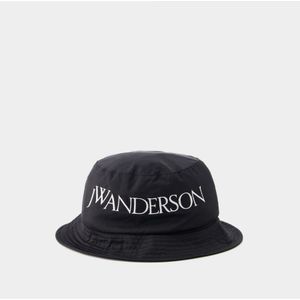 JW Anderson, Stijlvolle zwarte bucket hoed met logo Zwart, Heren, Maat:M