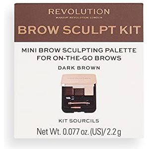 Makeup Revolution Brow Sculpt Kit Set voor Perfecte Wenkbrauwen Tint Dark 2.2 gr
