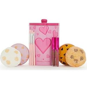 I Heart Revolution Cookie Tin Gift Set - Beauty & Bad Cadeau Set - Bath Fizzers, Eyeshadow Palette, Face Palette, Brush Set & Lipglosses - Cadeau