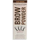 Makeup Revolution, Revolution Brow Powder Stamp & Stencil Kit, Dark Brown