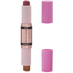 Blush Stick en illuminator, Flushing Pink, blush en markeerstift voor het gezicht, 4,3 g Makeup Revolution