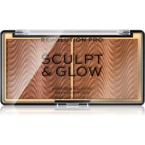 Revolution PRO - Sculpt And Glow Palette - Highlighters - Contour- en Blushkleuren - Tint Medium-Deep - 8 gr