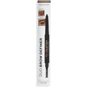 Makeup Revolution - Duo Brow Definer - Wenkbrauwpotlood - Medium Brown - 0,25 g