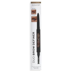 Makeup Revolution - Duo Brow Definer - Wenkbrauwpotlood - Tint Light Brown - 0,25 g