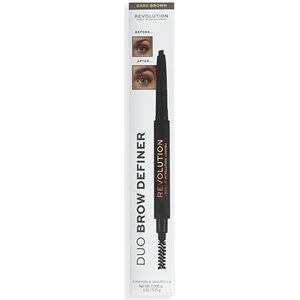 Makeup Revolution - Duo Brow Definer - Wenkbrauwpotlood - Dark Brown - 0,25 g