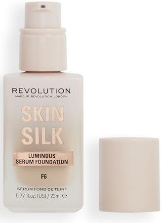 Makeup Revolution, Skin Silk Serum Foundation, Light to Medium Coverage, Contains Hyaluronic Acid, F6, 23ml