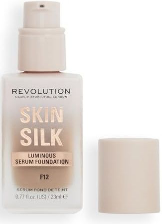 Makeup Revolution, Skin Silk Serum Foundation, Light to Medium Coverage, Contains Hyaluronic Acid, F12, 23ml