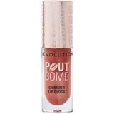 Revolution, Pout Bomb Glinsterende lipgloss, ultra glanzende lipgloss met hyaluronzuur en vanillegeur, nude glow