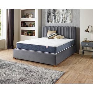 Aspire Beds Dubbelzijdig matras 22 cm + 1000 pocketveren, klein eenpersoonsbed (76 x 188 cm), blauwe rand