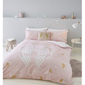 Catherine Lansfield Angel Wings beddengoedset voor kingsize bedden, roze