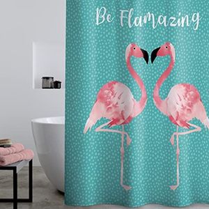 Catherine Lansfield Badkamer Flamingo 180x180cm douchegordijn Teal