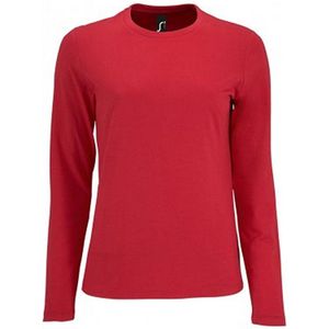 SOLS Dames dames Keizerlijk T-Shirt met lange mouwen (Rood)