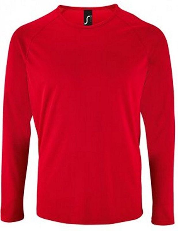 SOLS Heren Sportief T-Shirt met lange mouwen (Rood)