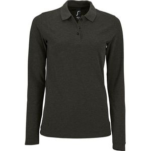 SOLS - Perfecte Lange Mouw Pique Polo Shirt - Houtskool mergel - Dames