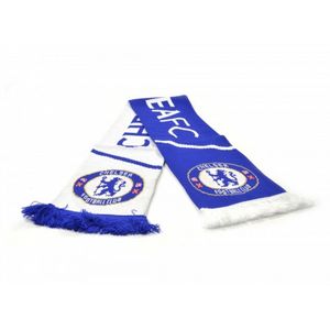 BB Sports - Unisex Chelsea FC Vertigo Jacquard Gebreide Sjaal  (Blauw/Wit)