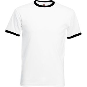 Fruit Of The Loom - Ringer T-shirt - Wit/Zwart - Korte Mouwen