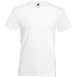 Fruit Of The Loom - Valuegewicht V-hals - T-shirt - Wit - Korte Mouwen