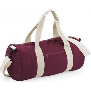 Bagbase Gewoon Varsity Barrel / Duffle Bag (20 Liter) (Bourgogne/Off Wit)