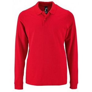 SOLS Heren Perfecte Lange Mouw Pique Polo Shirt (Rood)