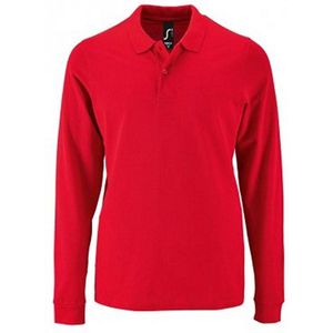 SOLS Heren Perfecte Lange Mouw Pique Polo Shirt (Rood)
