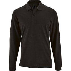 SOLS Heren Perfecte Lange Mouw Pique Polo Shirt (Zwart)