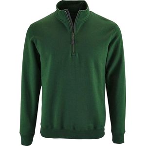 SOLS Heren Stan Contrast Zip Neck Sweatshirt (Fles groen)
