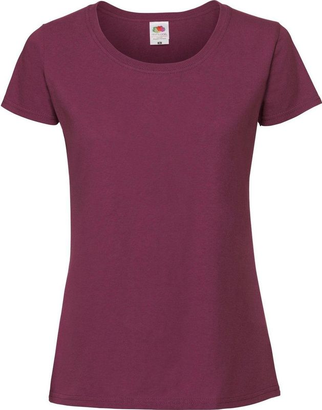 Fruit Of The Loom Vrouwen / Dames Ringgesponnen Premium T-Shirt (Oxblood)